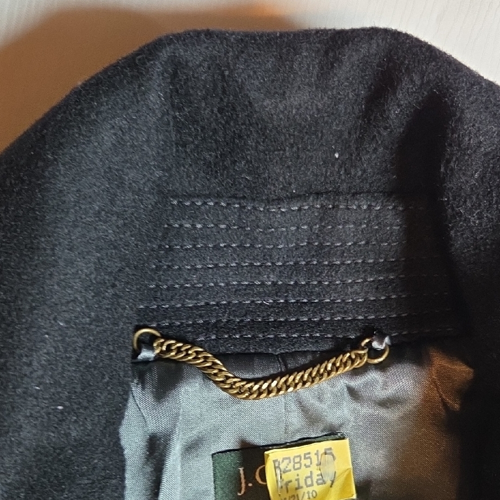 J.CREW VTG Elegant Black Double-Breasted Coat 100%WOOL SZ 4. - Picture 8 of 14